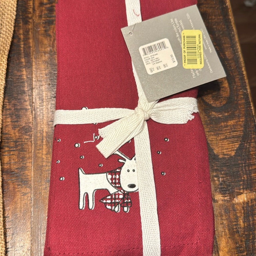 Festive Red Dog Print Kitchen Towel Set by Noble Excellence NWT